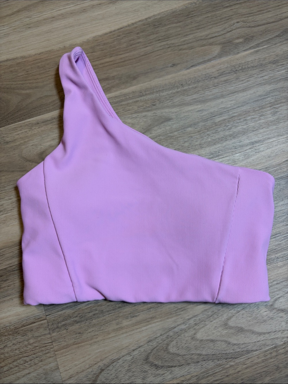 Wilo Asymmetric Ribbed Sports Bra in Light Pink